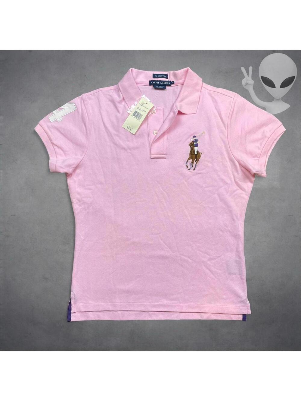 Polo Ralph Lauren Big Pony  Polo Shirt Women's Large Pink Slim Fit - Picture 2 of 7